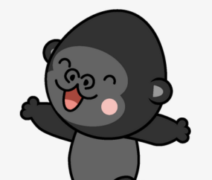 ジャンプしてよろこぶごりら