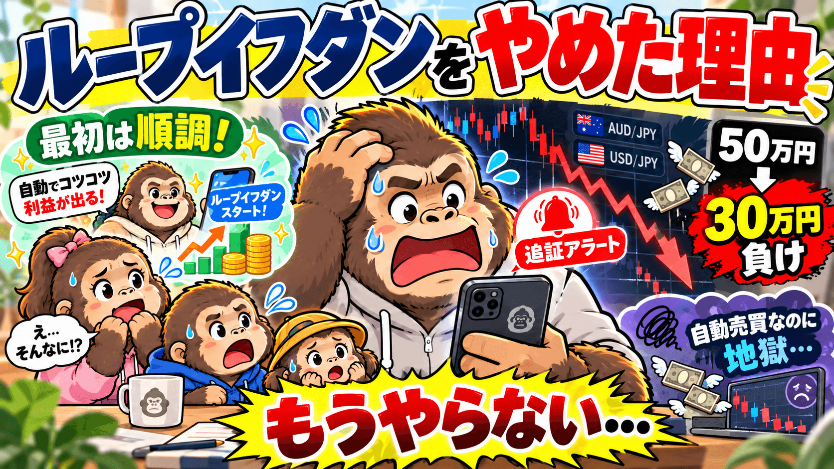 ループイフダンをやめた理由|約50万円入れて30万円負けたFX自動売買の失敗